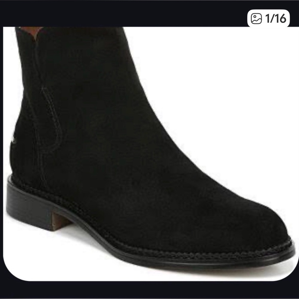 Franco Sarto Happily Black Suede Ankle Chelsea Style Boot